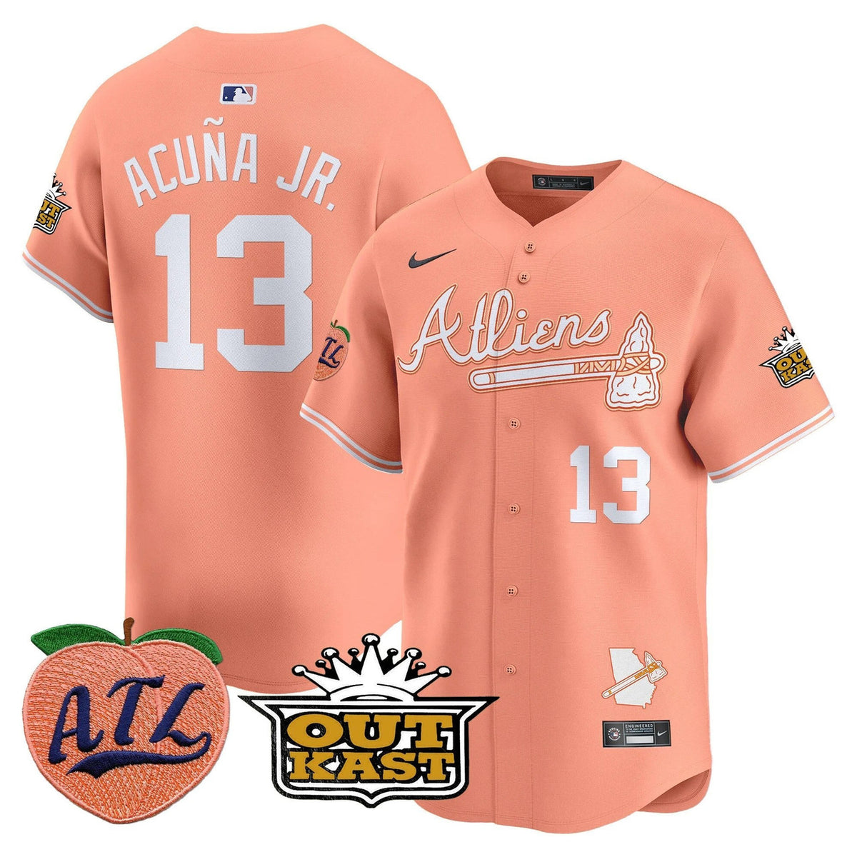 Atlanta Braves Atliens Peach Vapor Premier Limited Jersey
