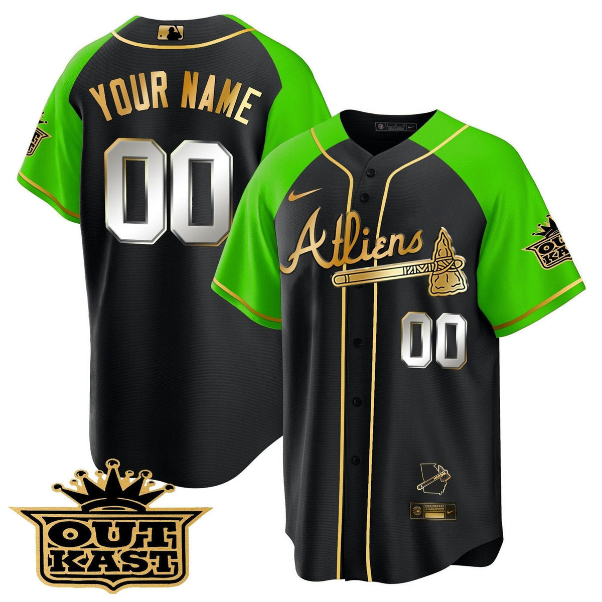 Atlanta Braves Atliens Alternate Limited Cool Base Custom Jersey - Gold