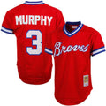 Dale Murphy #3 Atlanta Braves 1980 Throwback Mesh Pullover Limited Jersey - Red