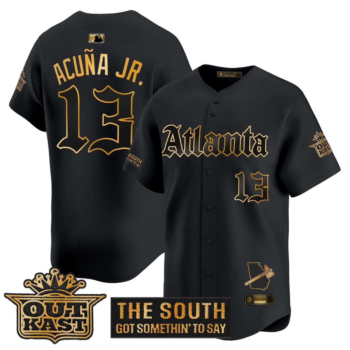 Atlanta Braves 'Gothic South X Outkast Edition' Vapor Premier Limited Jerse Jersey - Gold