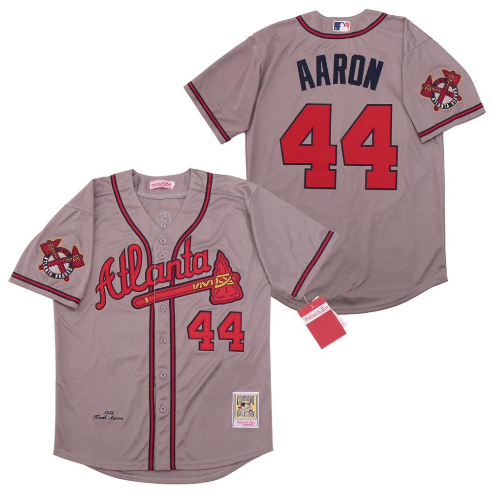 Hank Aaron #44 Atlanta Braves 1974 Limited Throwback Jersey - Gray