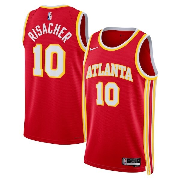 Atlanta Hawks Nike Icon Swingman Jersey - Red - Zaccharie Risacher - Unisex