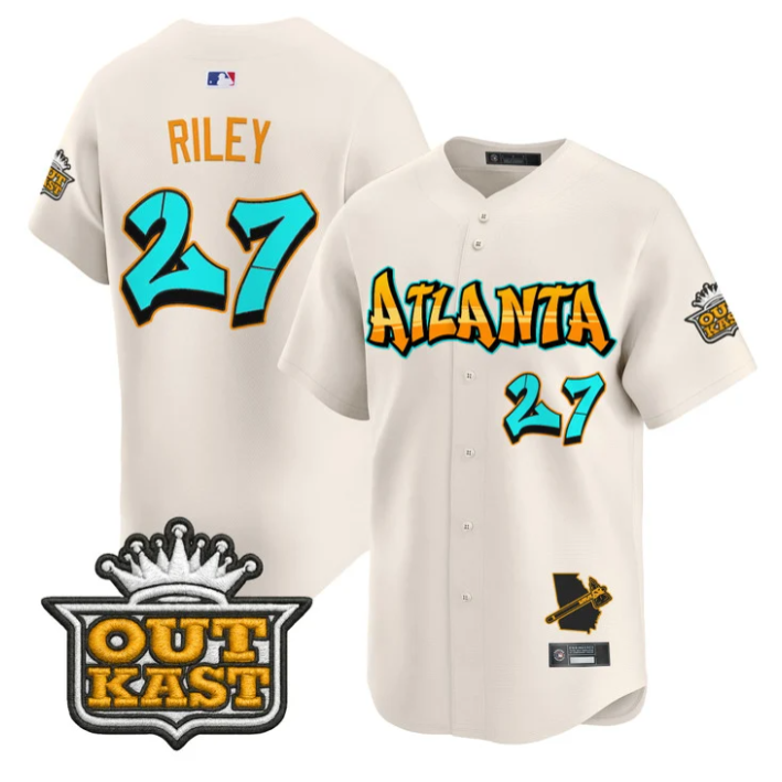 Austin Riley #27 Atlanta Braves Graffiti A-Town Edition Limited Jersey - Cream