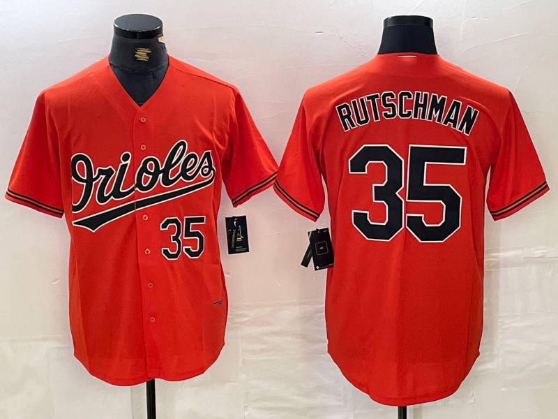 Adley Rutschman #35 Baltimore Orioles Number Limited Cool Base Baseball Jersey - Orange