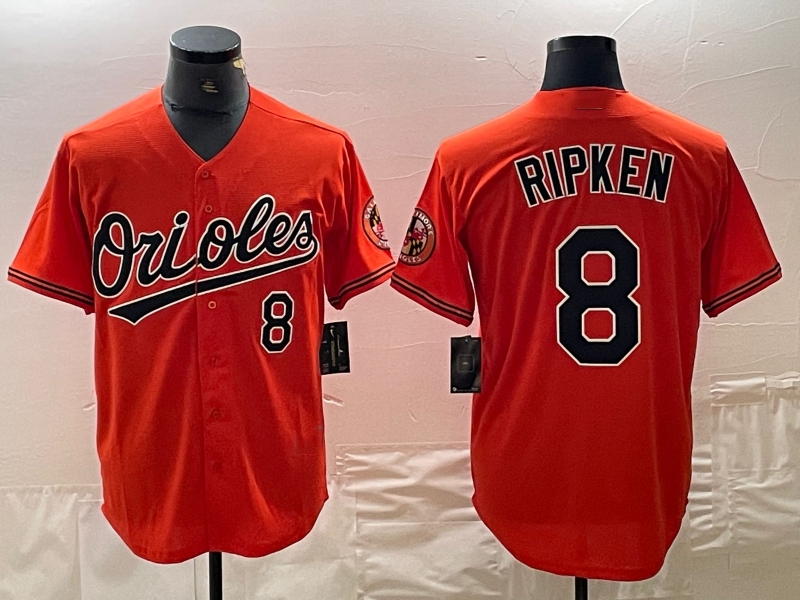 Cal Ripken Jr #8 Baltimore Orioles Number Cool Base Baseb Limited Jersey - Orange