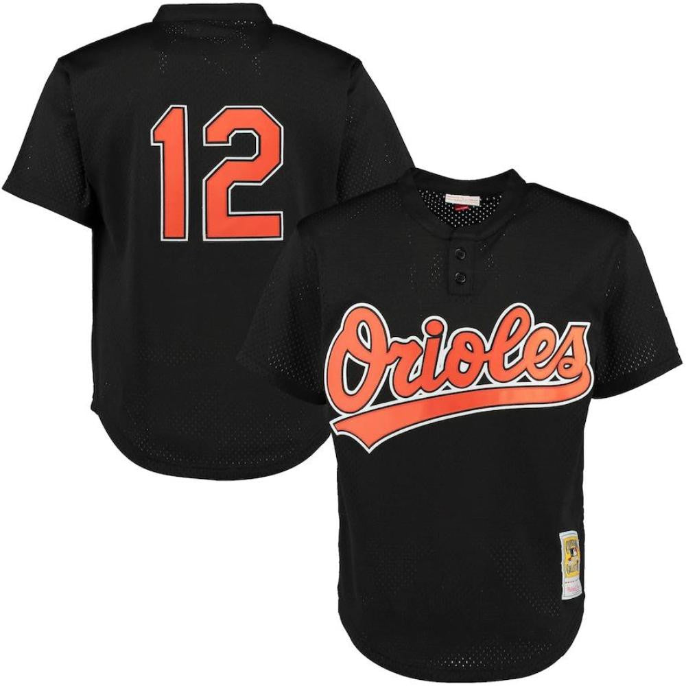 Roberto Alomar #12 Baltimore Orioles Throwback Mesh Pullover Limited Jersey - Black