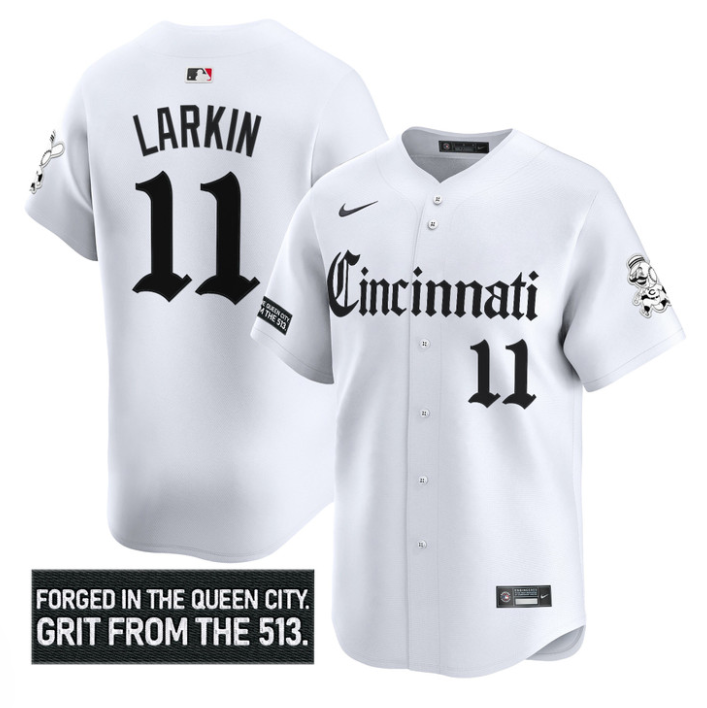 Barry Larkin #11 Cincinnati Reds Gothic Queen City Edition Limited Jersey - White