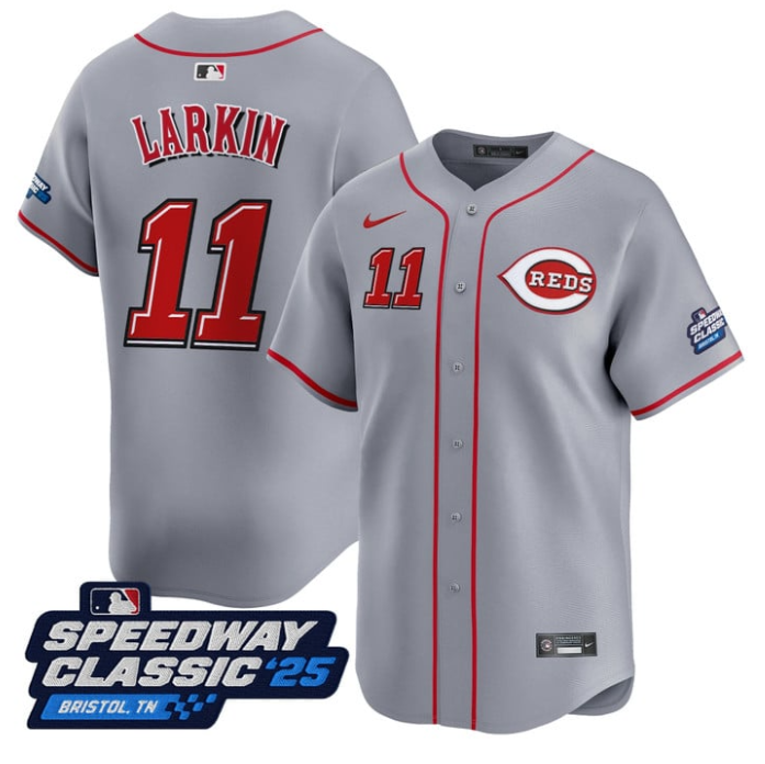 Barry Larkin #11 Cincinnati Reds Speedway Classic Limited Jersey - Gray
