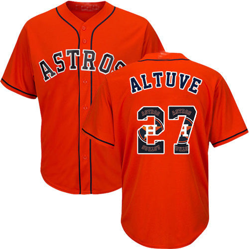 Jose Altuve #27 Houston Astros Baseball Jerseys Team Logo Fashion Limited Jersey - Orange