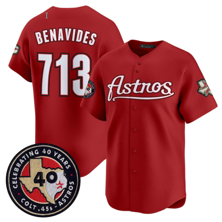 Houston Astros Benavides #713 Limited Throwback Jersey - Red