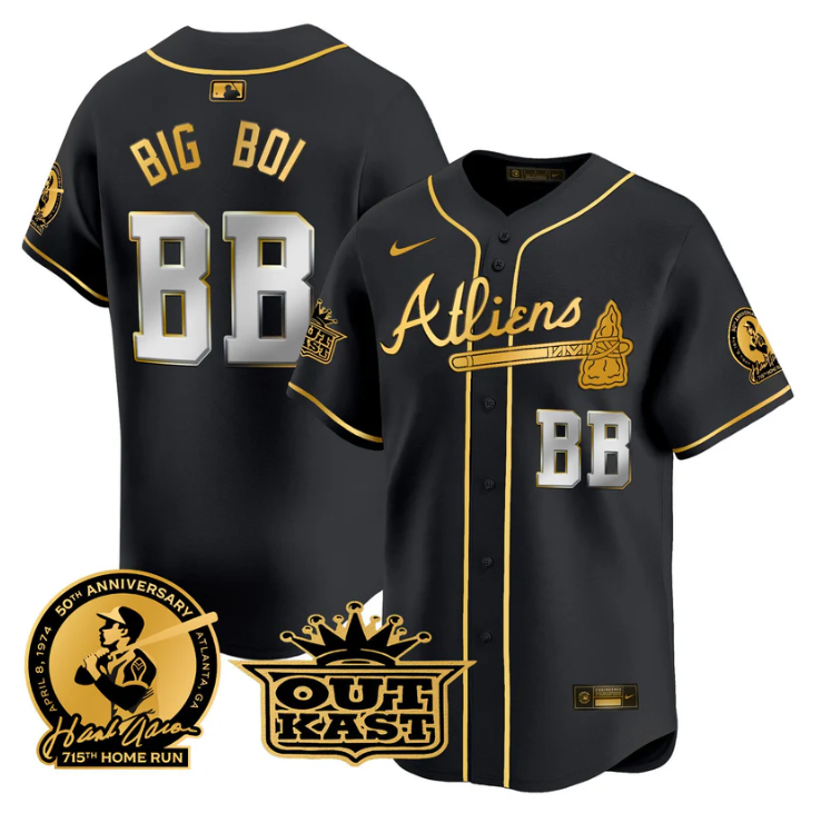 Big Boi Atlanta Braves #Bb Atliens Hank Aaron Patch Limited Jersey
