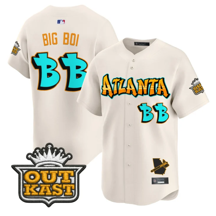 Big Boi Atlanta Braves #Bb Graffiti A-Town Edition Limited Jersey - Cream