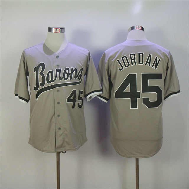 Birmingham Barons #45 Jordan Michael Movie Limited Baseball Jersey - Grey