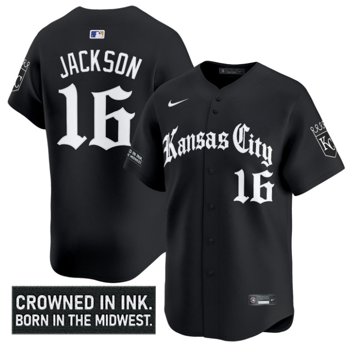 Bo Jackson #16 Kansas City Royals Gothic Crown Edition Vapor Bla Limited Jersey
