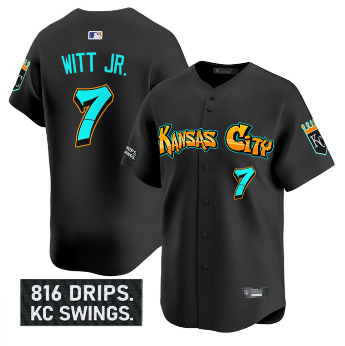Bobby Witt Jr #7 Kansas City Royals Graffiti Crown Drop Limited Jersey