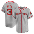 Boston Braves #3 Ruth Dark Limited Baseball Jersey - Grey