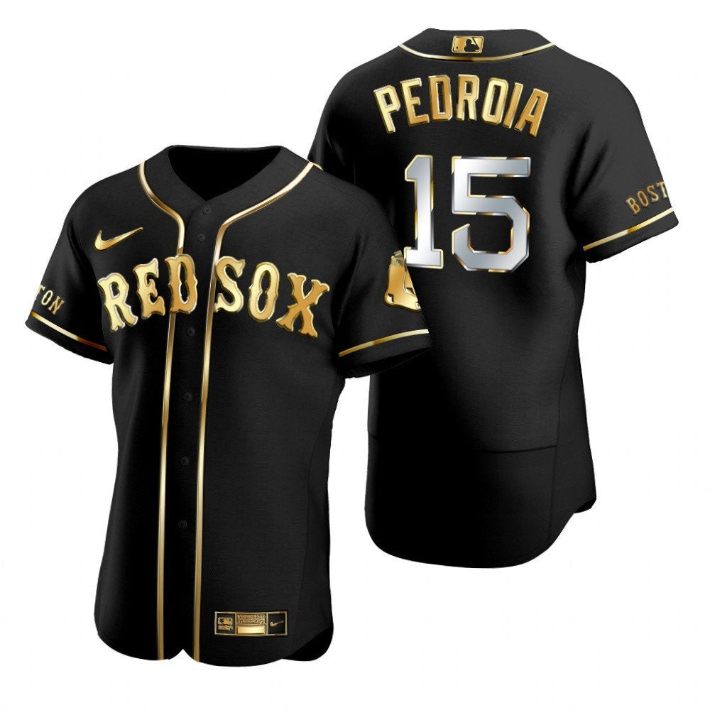 Dustin Pedroia #15 Boston Red Sox Brandedition Black Gift Red Sox Fans Limited Jersey - Golden