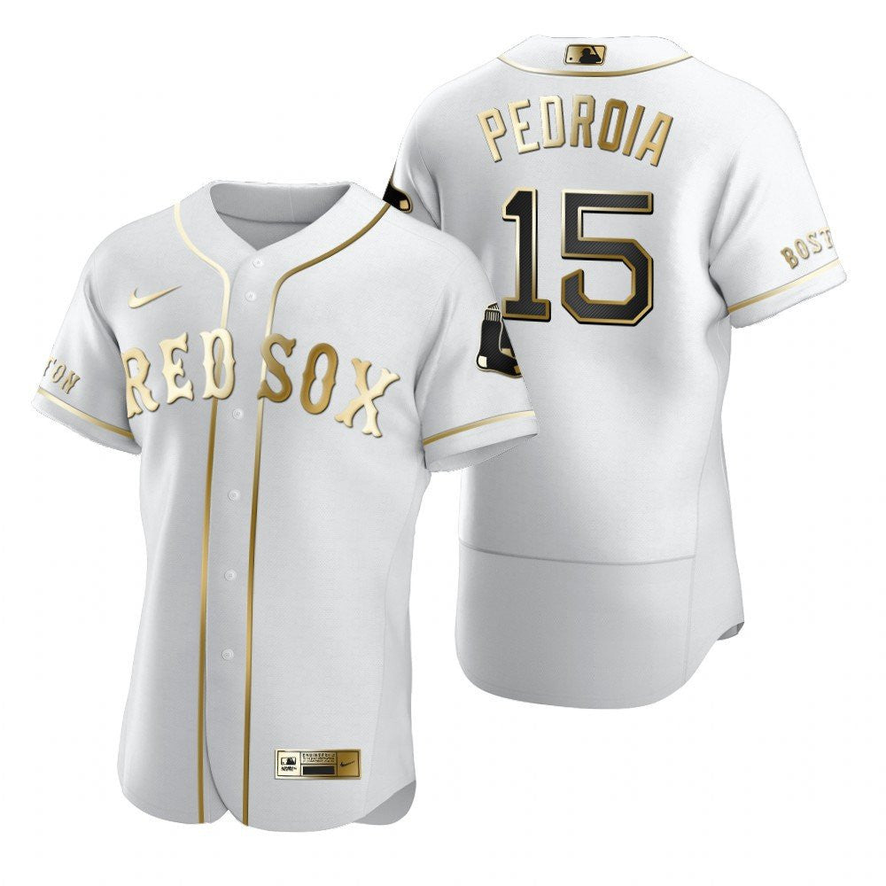 Dustin Pedroia #15 Boston Red Sox Brandedition White Gift Red Sox Fans Limited Jersey - Golden