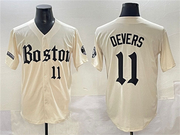 Rafael Devers #11 Boston Red Sox Gothic Vapor Limited Baseball Je Jersey - Cream