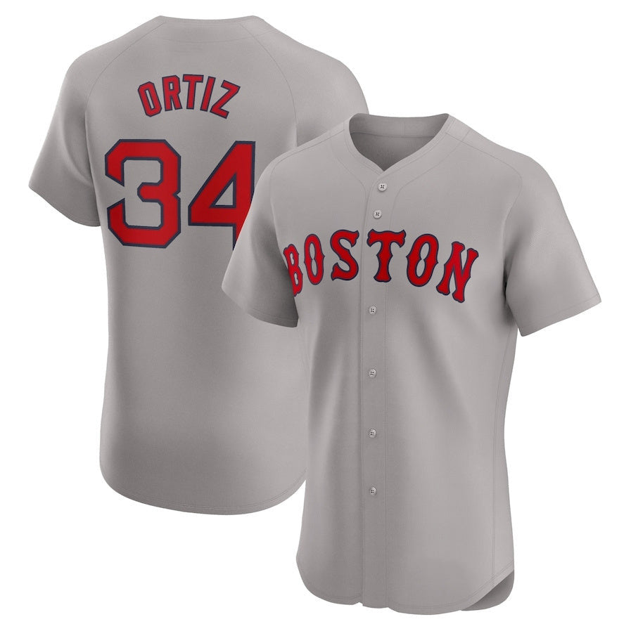 David Ortiz #34 Boston Red Sox Road Elite Baseball Player Jersey - Gray