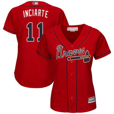 Atlanta Braves #11 Womens Ender Inciarte Alternate Limited Baseball Jersey - Red