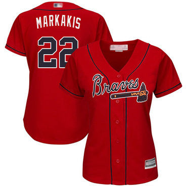 Nick Markakis #22 Atlanta Braves Womens Alternate Limited Baseball Jersey - Red