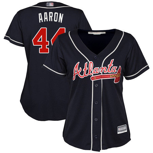 Hank Aaron #44 Atlanta Braves Womens Alternate Limited Baseball Jersey - Navy Blue