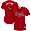 Dansby Swanson #7 Atlanta Braves Womens Alternate Limited Baseball Jersey - Red