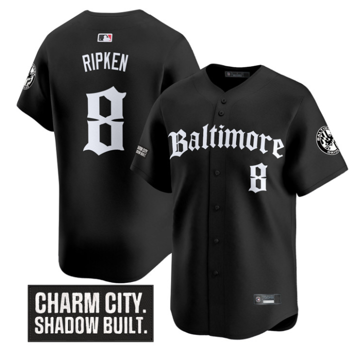 Cal Ripken #8 Baltimore Orioles Gothic Harbor Edition Limited Jersey - Black