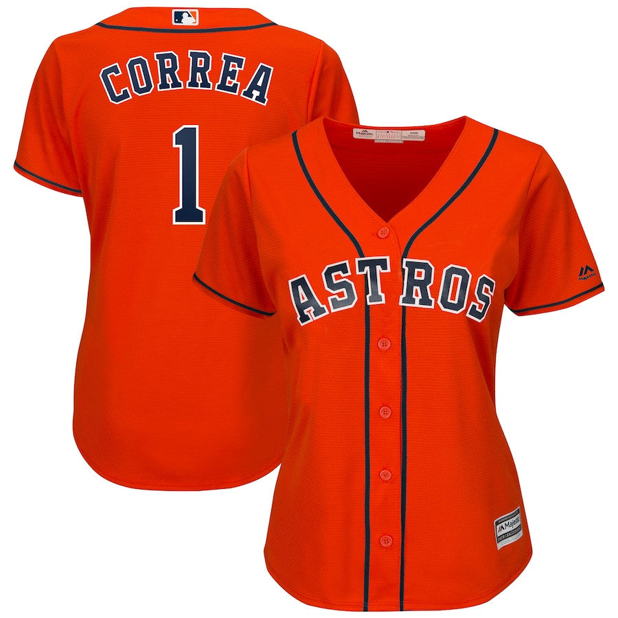 Carlos Correa #1 Houston Astros Majestic Womens Limited Cool Base Player Jersey - Orange