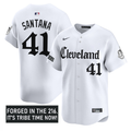 Carlos Santana #41 Cleveland Indians Gothic Iron Edition Limited Jersey - White