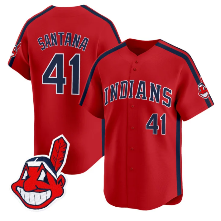 Carlos Santana #41 Cleveland Indians Ricky Wild Thing Vaughn Limited Jersey - Red