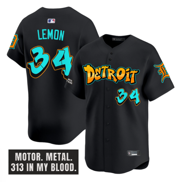 Motor City #34 Detroit Tigers Chet Lemon Graffiti Edition Limited Jersey - Cream