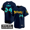 Motor City #34 Detroit Tigers Chet Lemon Graffiti Edition Limited Jersey - Navy