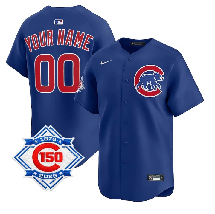 Chicago Cubs 150Th Anniversary Limited Custom Jersey - Royal Blue