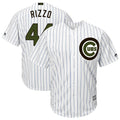 Anthony Rizzo #44 Chicago Cubs 2018 Whiteblue Strip Cool Base Memorial Day Limited Baseball Jersey