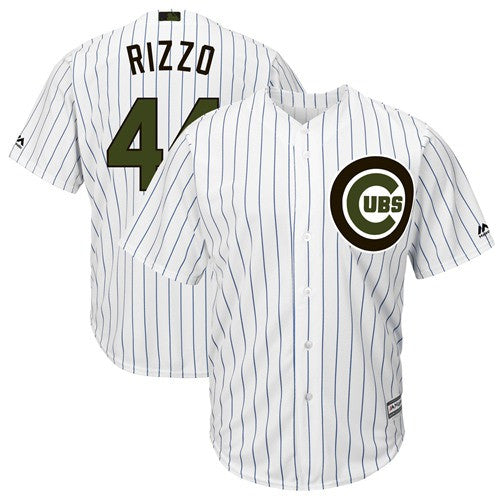 Anthony Rizzo #44 Chicago Cubs 2018 Whiteblue Strip Cool Base Memorial Day Limited Baseball Jersey