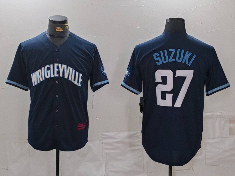Seiya Suzuki #27 Chicago Cubs City Connect Cool Base Baseball Jers Limited Jersey - Navy