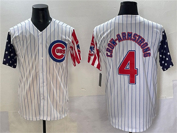 Pete Crow-Armstrong #4 Chicago Cubs 2025 Pinstripe Independence Day Vapor Limited Jersey - White