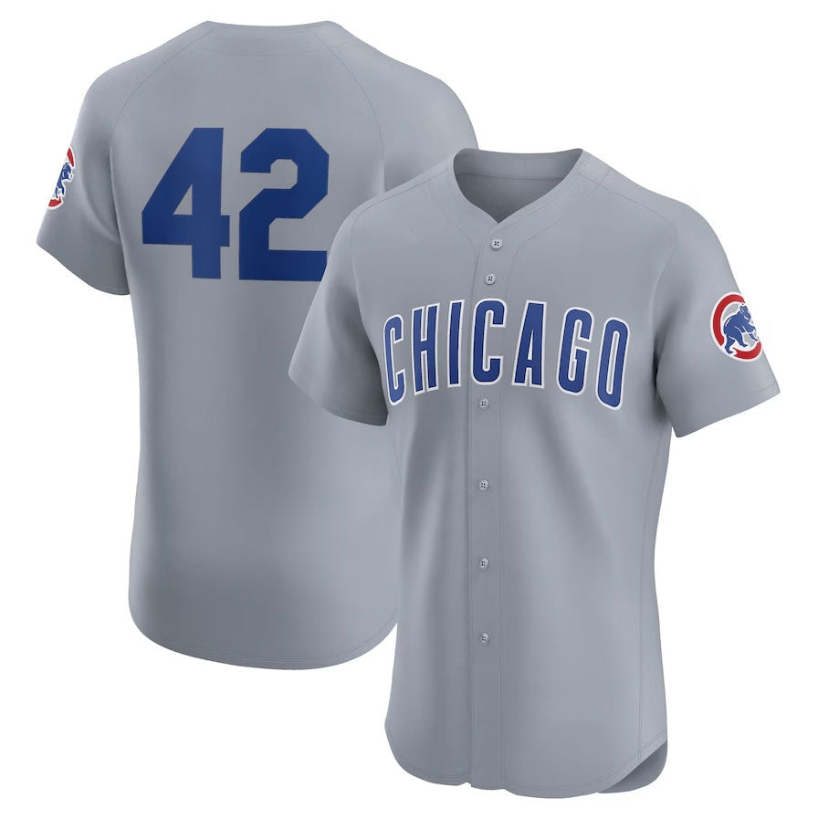 Jackie Robinson #42 Chicago Cubs 2024 Road Day Baseball Elite Jersey - Gray