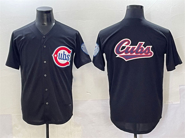 Black Limited Chicago Cubs Team Big Logo Baseball Jersey