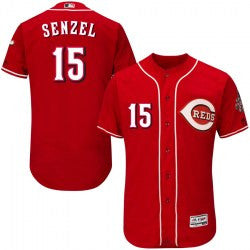 Nick Senzel #15 Cincinnati Reds Majestic Mens Authentic Flex Base Alternate Jersey - Red