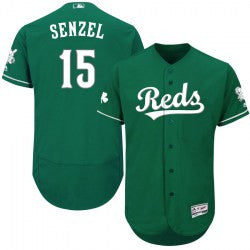 Nick Senzel #15 Cincinnati Reds Majestic Mens Authentic Flex Base Celtic Jersey - Green