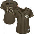 Nick Senzel #15 Cincinnati Reds Majestic Womens Limited Salute To Service Jersey - Green