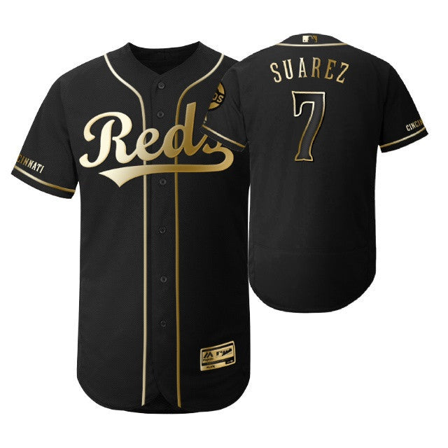 Eugenio Suarez #7 Cincinnati Reds 2019 Brandedition Black Gift Reds Fans Limited Jersey - Golden