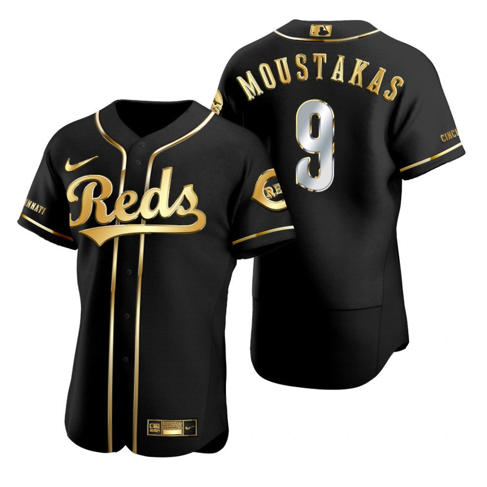 Mike Moustakas #9 Cincinnati Reds Brandedition Black Gift Reds Fans Limited Jersey - Golden