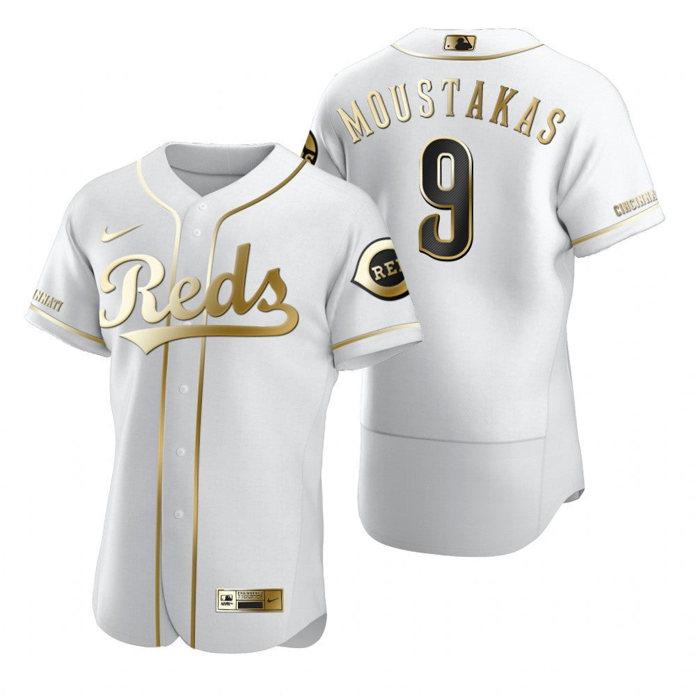 Mike Moustakas #9 Cincinnati Reds Brandedition White Gift Reds Fans Limited Jersey - Golden