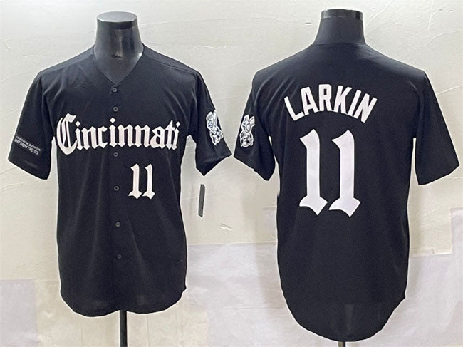 Barry Larkin #11 Cincinnati Reds 'Gothic Queen City Edition' Vapor Premier Jersey - Black
