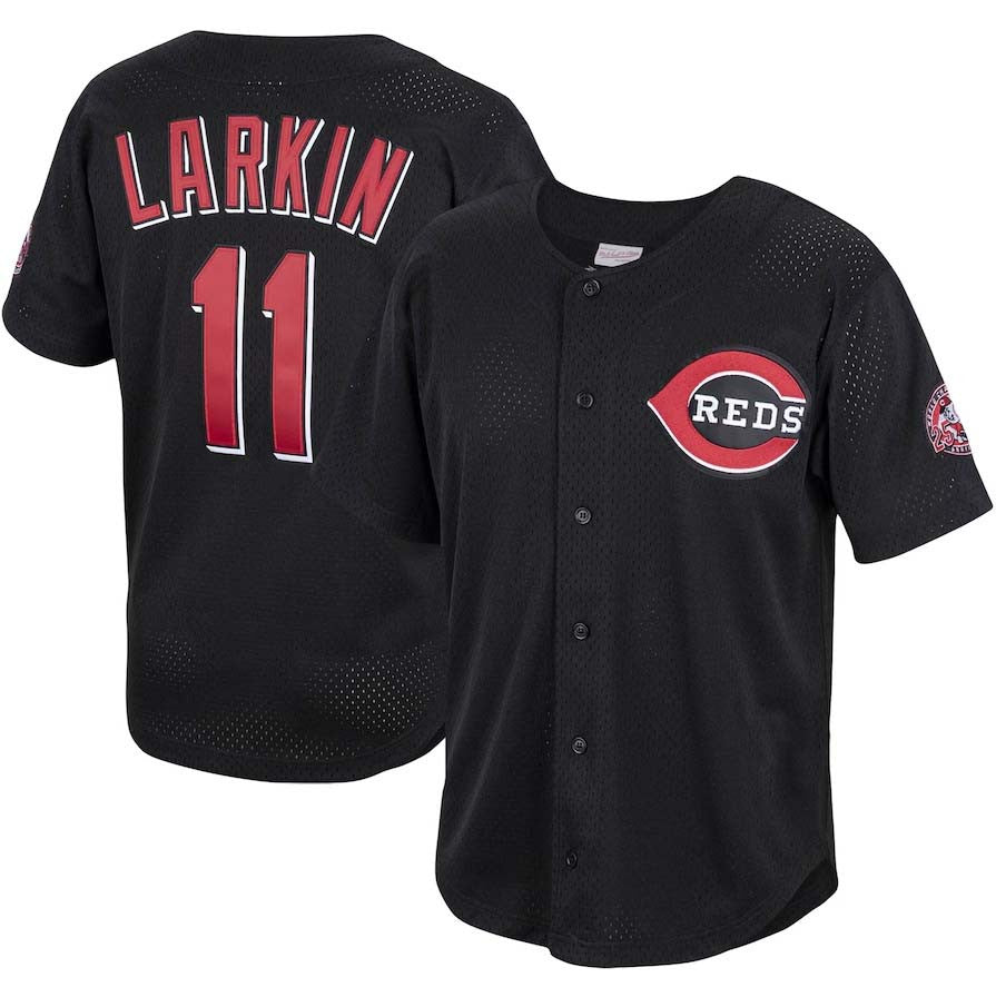 Barry Larkin #11 Cincinnati Reds Mitchell & Ness Cooperstown Mesh Bat Limited Jersey