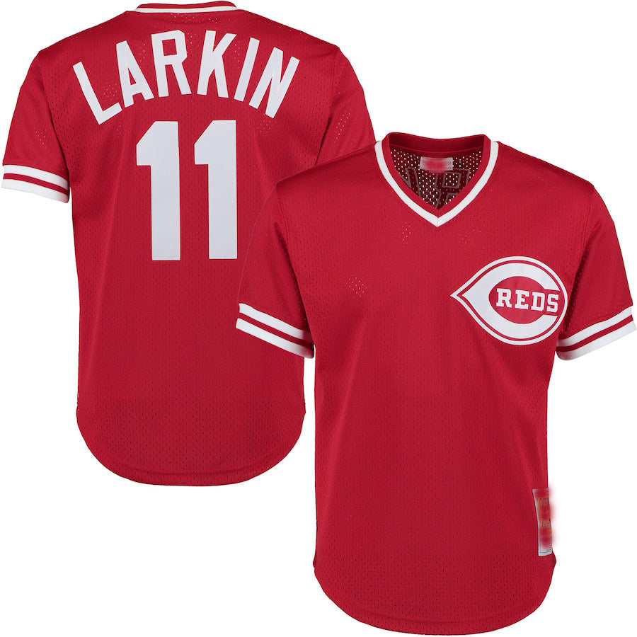 Barry Larkin #11 Cincinnati Reds Mitchell & Ness Fashion Cooperstown Collect Limited Jersey - Red